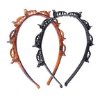 2 Pack Clip Headband For Twisty Bangs, 90S Hair Accessories For Women With 8 Mini Clips, Braided Hair Clip Headbands For Y2K Fashion Styling, Black And Brown