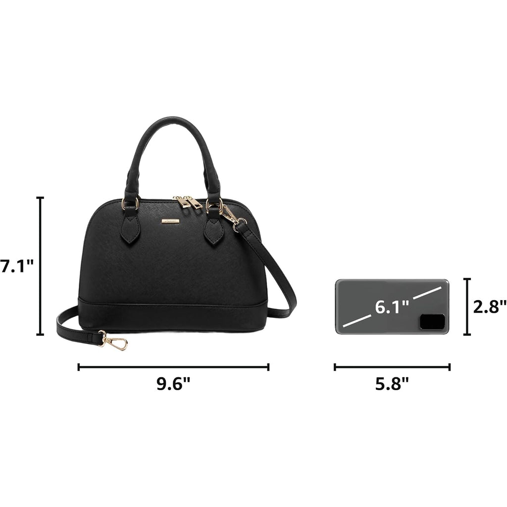 Lovevook Purse For Women Crossbody Bags Classic Double Zip Top Handle Dome Satchel Bag