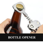 Wine Opener, Heavy-Duty Zinc Alloy Wing Corkscrew, Premium Beer Bottle Opener, Multifunctional Wine Accessories With Ergonomic Handle And Sharp Screw, For Kitchen, Bar, Restaurant (Silver)