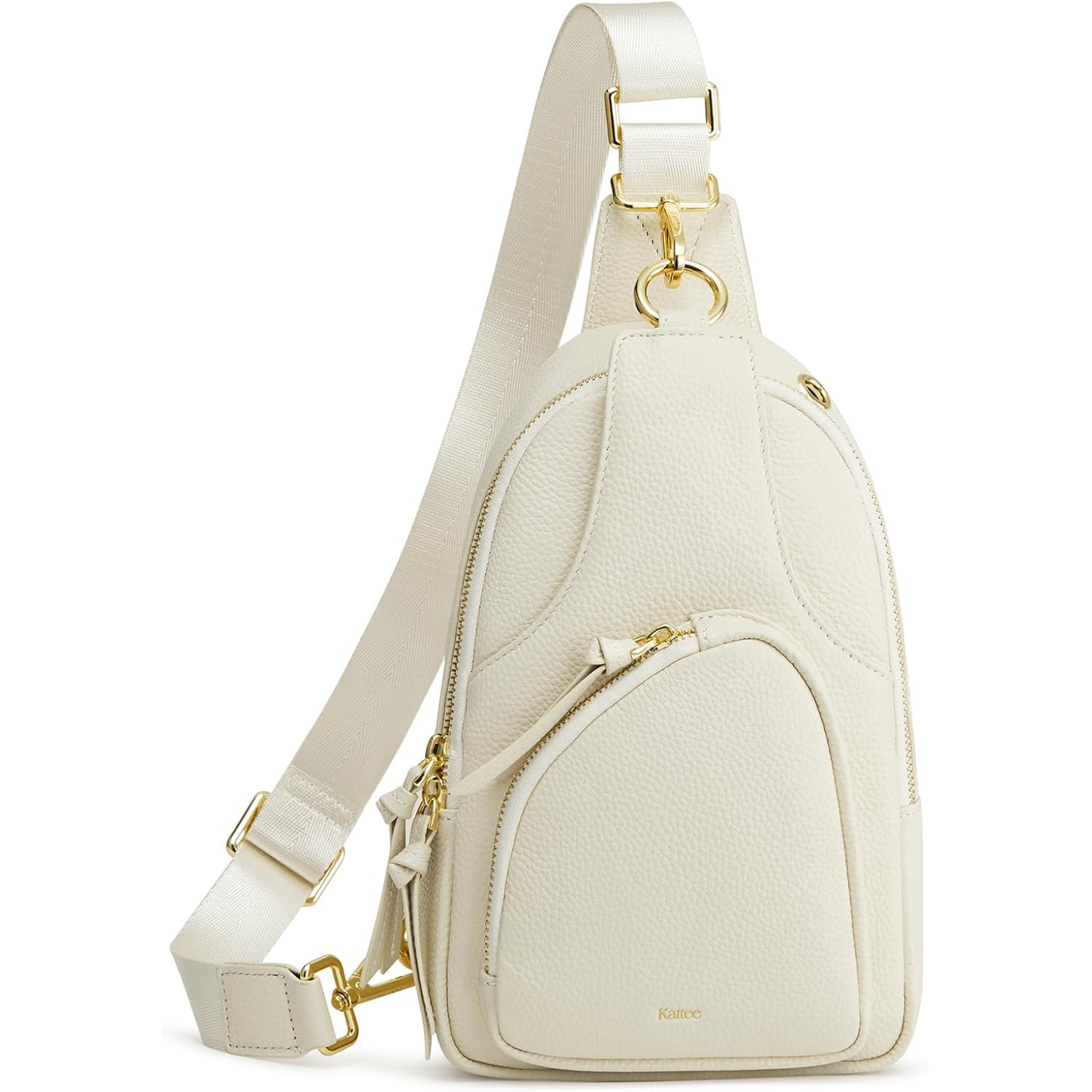 Kattee Sling Bag For Women, Leather Fanny Packs Crossbody Purse, Small Chest Bag With Rfid Blocking, Beige