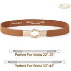 JASGOOD Women Retro Fashion Elastic Belt Stretchy Skinny Waist Belt for Dress Jeans Pants with Metal Gold Buckle