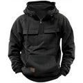 Cargo Hoodies For Men Tactical Sweatshirt Quarter Zip Cargo Pullover Hoodies Workout Gym Men Fashion Outdoor Hoodie