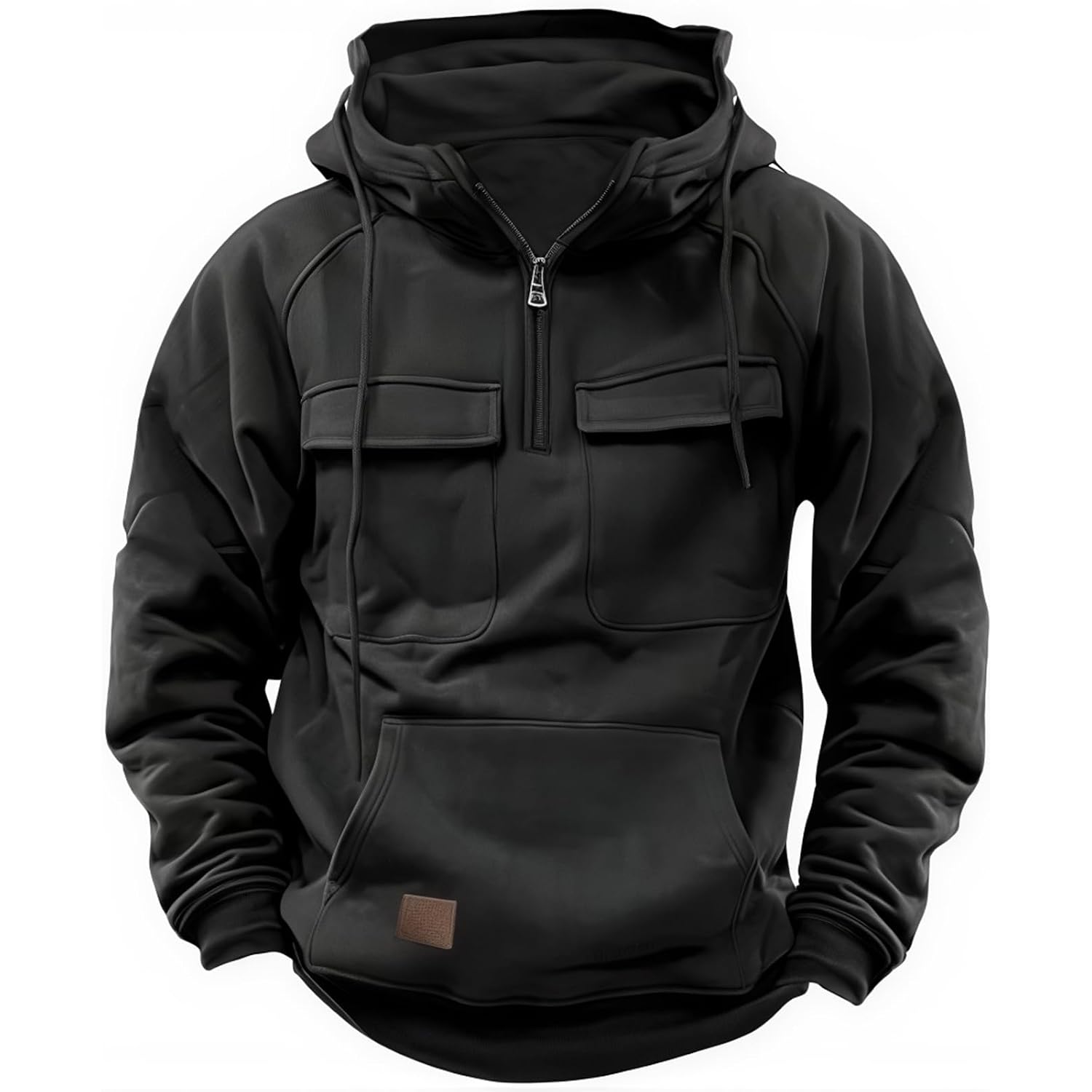 Cargo Hoodies For Men Tactical Sweatshirt Quarter Zip Cargo Pullover Hoodies Workout Gym Men Fashion Outdoor Hoodie