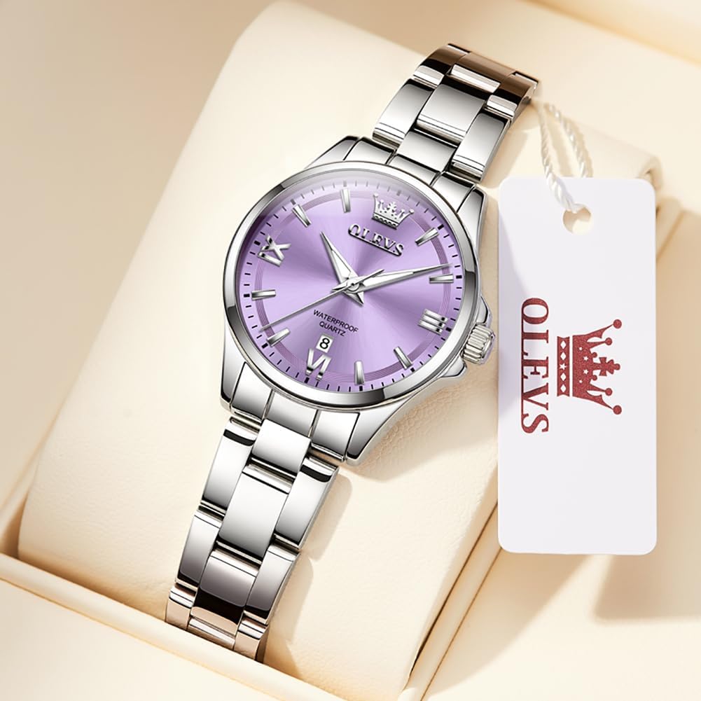 OLEVS Watches for Women Luxury Elegant Stainless Steel Waterproof Luminous Diamond Women's Fashion Watch Ladies Watches for Small Wrists