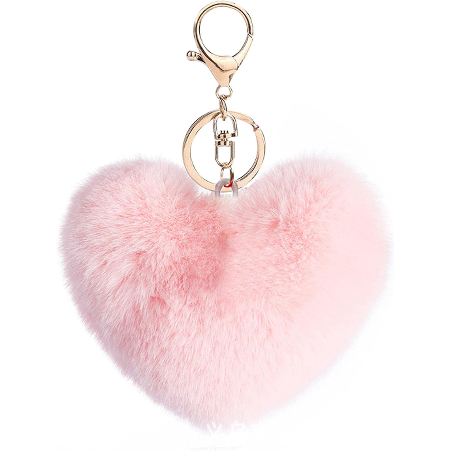 Artificial Faux Rabbit Fur Keychain Fluffy Heart Plush Pom Charm Key Chain Purse Handbag for Women
