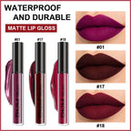 Evpct 3Pcs Dark Red Purple Plum Matte Liquid Lipstick Sets For Women Matte Lip Stain Long Lasting Waterproof, Burgundy Blood Blue Red Lipstick, Black Cherry Maroon Gothic 24 Hours Magic Lipsticks