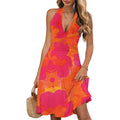 Wkior Womens Sundress Summer Beach Vacation Sleeveless Halter Neck A-Line 2026 Boho Floral Midi Dress With Pockets