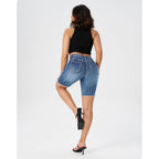 Women's High Waisted Stretchy Denim Bermuda Shorts Ripped Casual Summer Jean Shorts