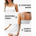 V FOR CITY Women's Non-Padded Shelf Bra Camisole Tops Adjustable Spaghetti Strap Cami Tank Cotton Undershirts 2 Pack