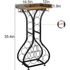 X-Cosrack Wine Rack Freestanding Floor, Mini Bar Table Wine Holder Stand Liquor Cabinet With Glass Holder Wood Tabletop 14 Bottles Floor Wine Storage For Home Bar Kitchen Living Room