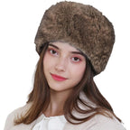 Faux Fur Cossack Hat Fuzzy Trapper Trooper Hat Windproof Warm Russian Ushanka Winter Ski Hunting Cap Unisex