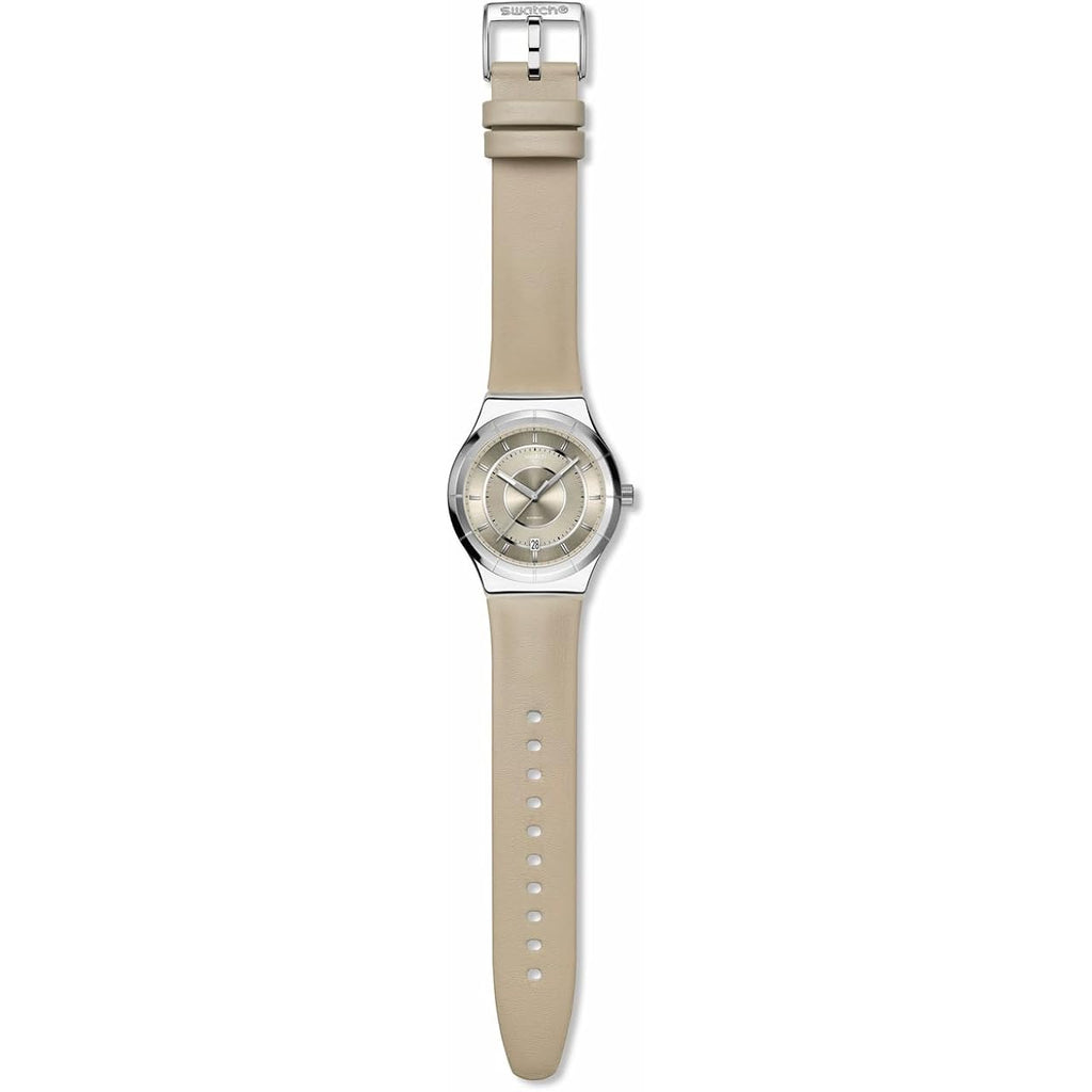Swatch Irony Sistem51 Unisex Watch Casual Polymer Beige Automatic Waterproof Mocha Dream