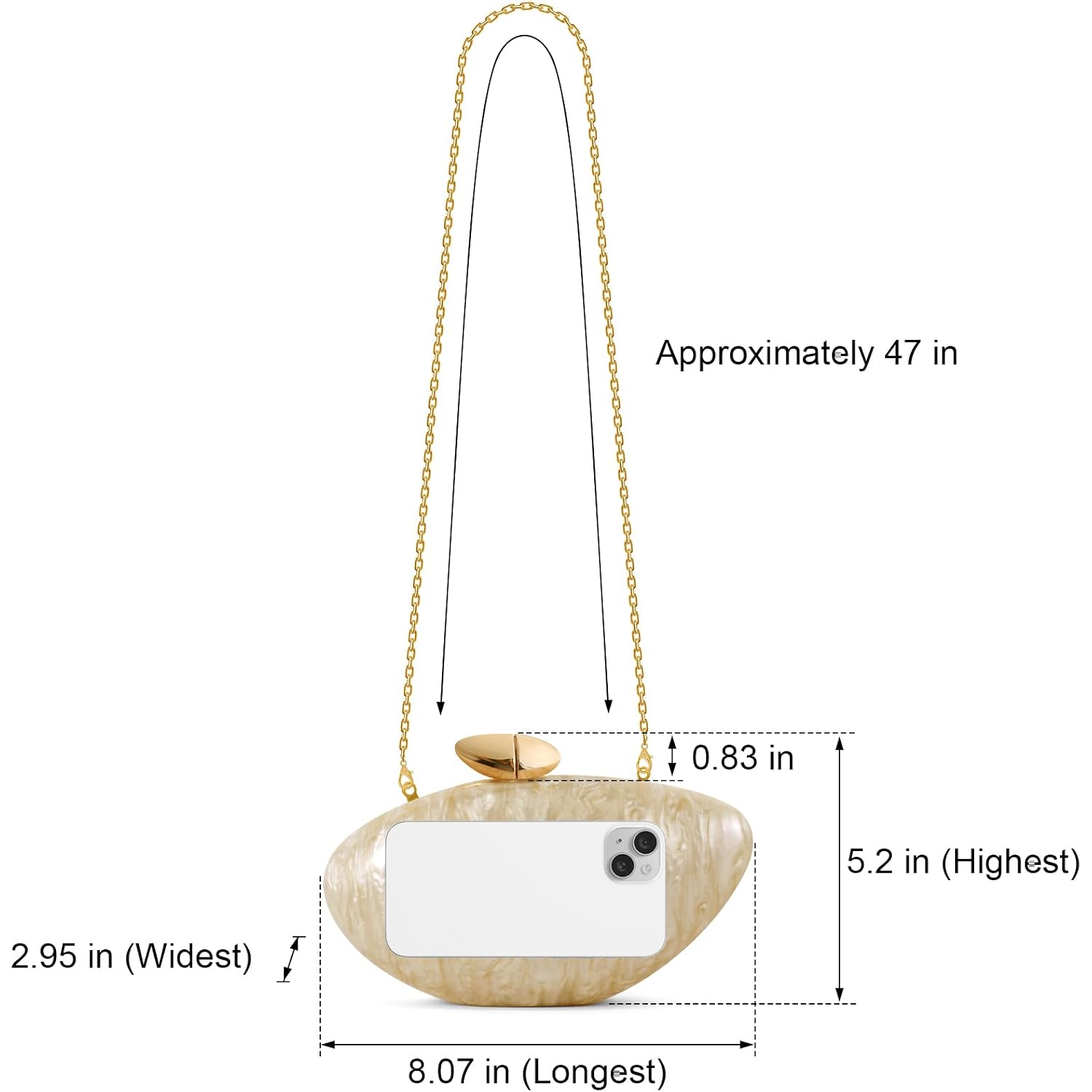 Acrylic Shell Clutch Purse For Women, Marble Evening Bag With Magnetic Closure For Wedding Party