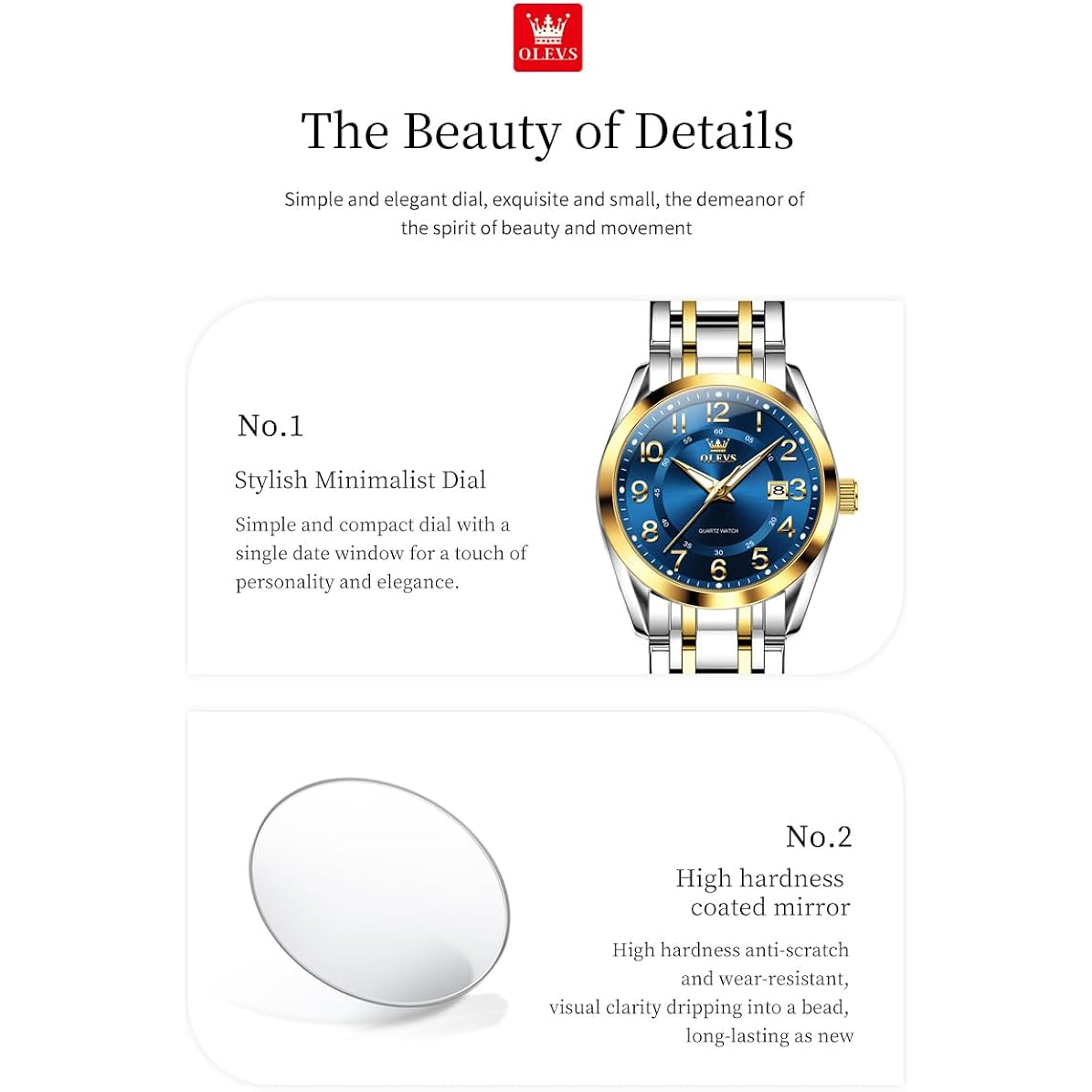 OLEVS Womens Watches Classic Dress Quartz Female Wristwatch Ladies Stainless Steel Waterproof Luminous Date Easy Read Watch for Lady