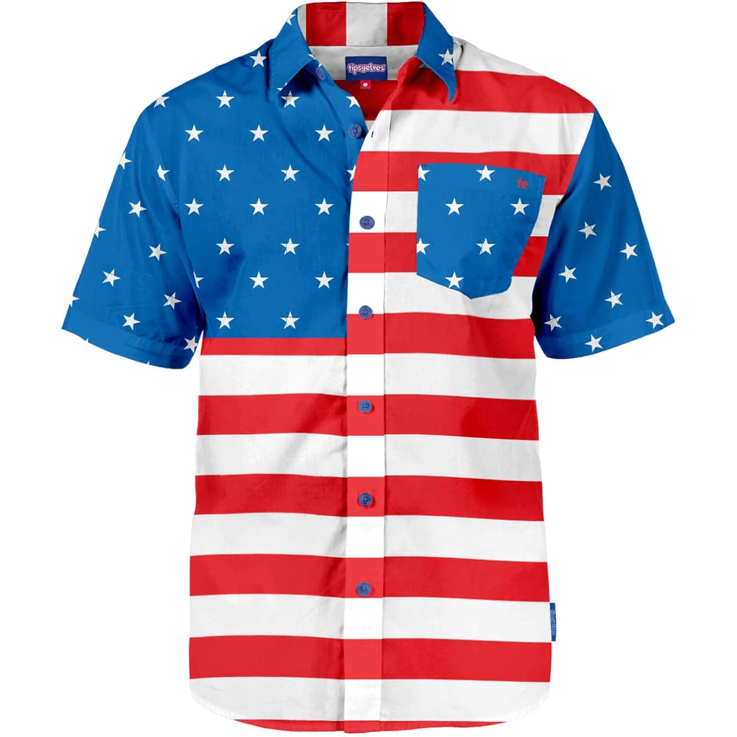 Tipsy Elves Patriotic Shirts For Men - Usa Short Sleeve Button Up American Flag Shirts For Men For 4Th Of July