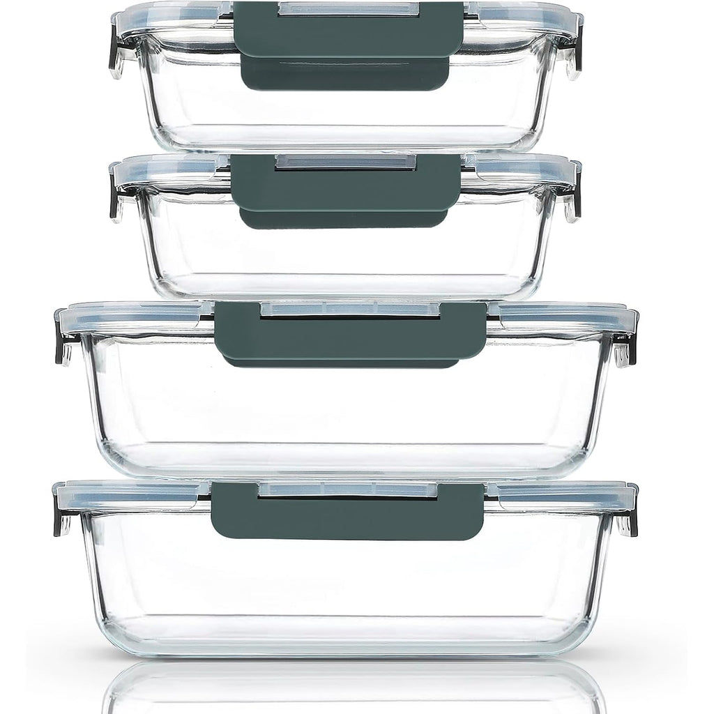 M Mcirco [80 Oz & 36 Oz Extra Large Glass Food Storage/Baking Containers Set With Lids, 2 Pack 80 Oz(10 Cup)&2 Pack 36 Oz (4.5 Cup) Airtight Glass Container,Microwave,Oven,Freezer And Dishwasher