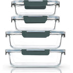 M Mcirco [80 Oz & 36 Oz Extra Large Glass Food Storage/Baking Containers Set With Lids, 2 Pack 80 Oz(10 Cup)&2 Pack 36 Oz (4.5 Cup) Airtight Glass Container,Microwave,Oven,Freezer And Dishwasher