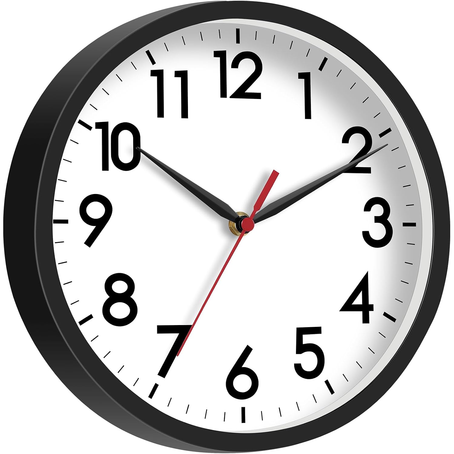 Akcisot 8 Inch Wall Clock, Battery Operated Analog Clock, Silent Non-Ticking, Ideal For Bedroom, Bathroom, Kitchen, Office And School, Black