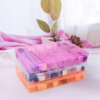 False Nail Container, Cosics Bright Pink 36-Gird Plastic Nail Art Organizers Storage Box with Adjustable Dividers, False Jewelry Diamonds Charms Nail 3D Decorations Manicure Accessory Holder Case