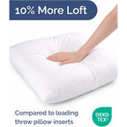 Throw Pillow Inserts 18x18 Set of 2 - Fluffy Down Alternative Fill - 10% More Fill Than Standard Loft - Plump Bounce-Back Support for Indoor & Outdoor Use - Hypoallergenic & Machine Washable - White