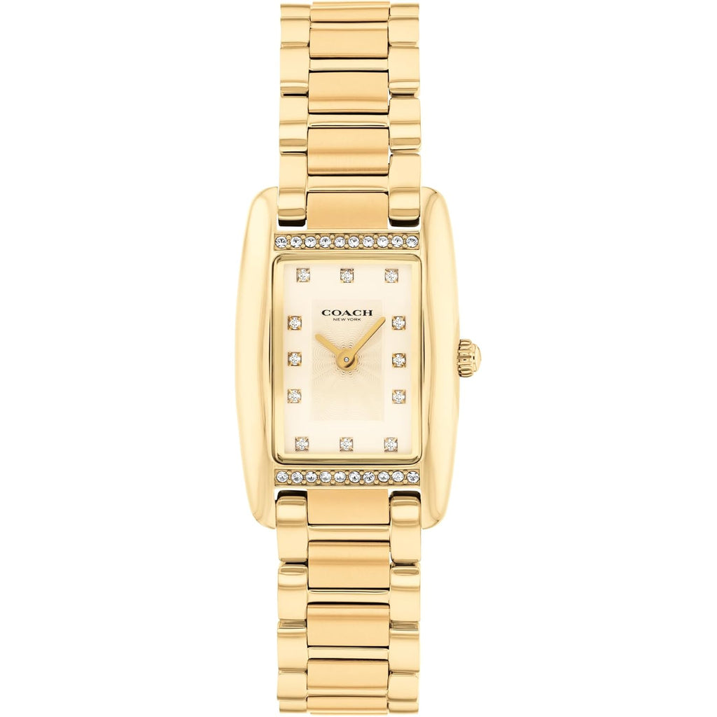 Coach Women'S Reese 2H Quartz Watch, Petite Rectangle Case, Stainless Steel Link Bracelet With Crystal Accents, Timeless Minimalism For Every Day - Gift For Her