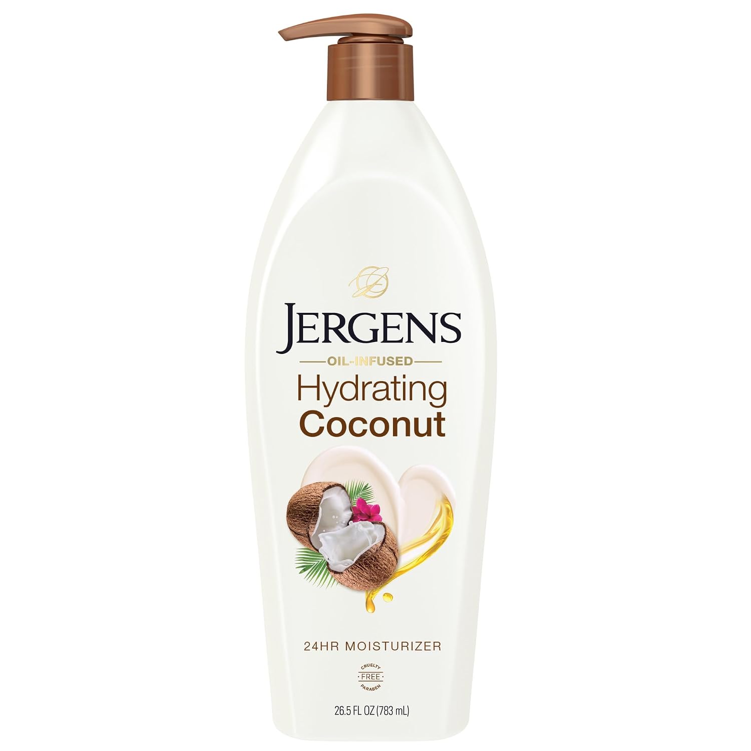 Jergens Hydrating Coconut Body Lotion, Hand And Body Moisturizer, Infused With Coconut Oil, Hydrates Dry Skin Instantly, Dermatologist Tested, 26.5 Oz