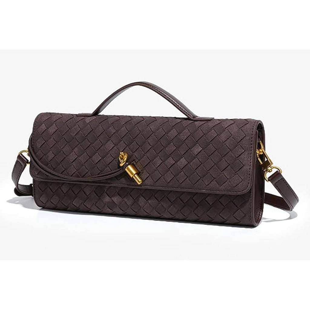 Trendy Woven Evening Clutch Purses Women Underarm Shoulder Handbag Cute Satchels Crossbody Purse Pu Leather Wallet