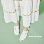 Tuopin Womens White Canvas Sneakers Low Top Lace-Up Canvas Shoes Lightweight Casual Tennis Shoes