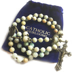 Beautiful Amazonite Stone Rosary Beads for Women With Miraculous Medal Centerpiece - Catholic Rosary - Rosarios Catolicos Para Mujer - Catholic Gifts Women