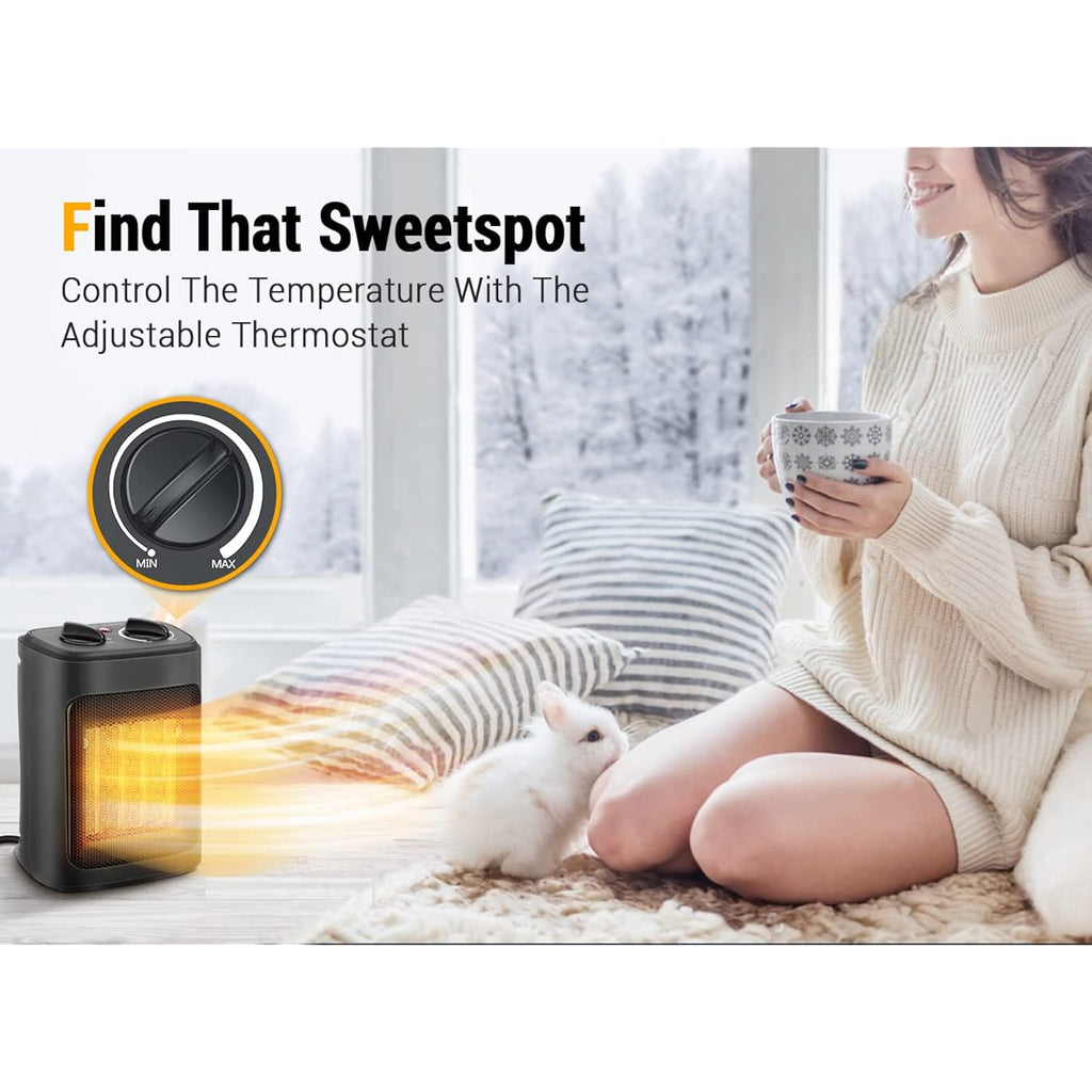 Space Heater, 1500W Electric Heaters Indoor Portable With Thermostat, Ptc Fast Heating Ceramic Room Small Heater With Heating And Fan Modes For Bedroom, Office And Indoor Use