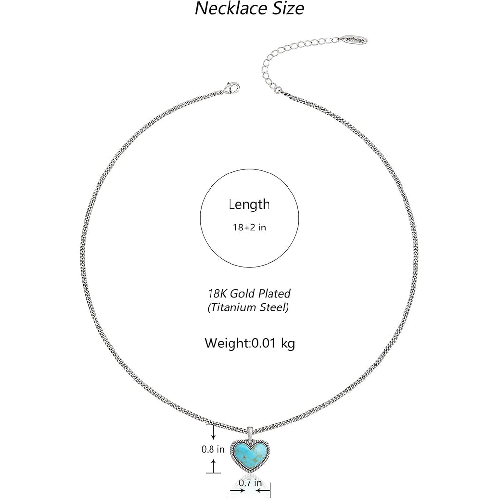 Montana West Wrangler Heart Turquoise Pendant Necklace for Women Western Gold Plated Cowgirl Cowboy Classic Trendy Jewelry