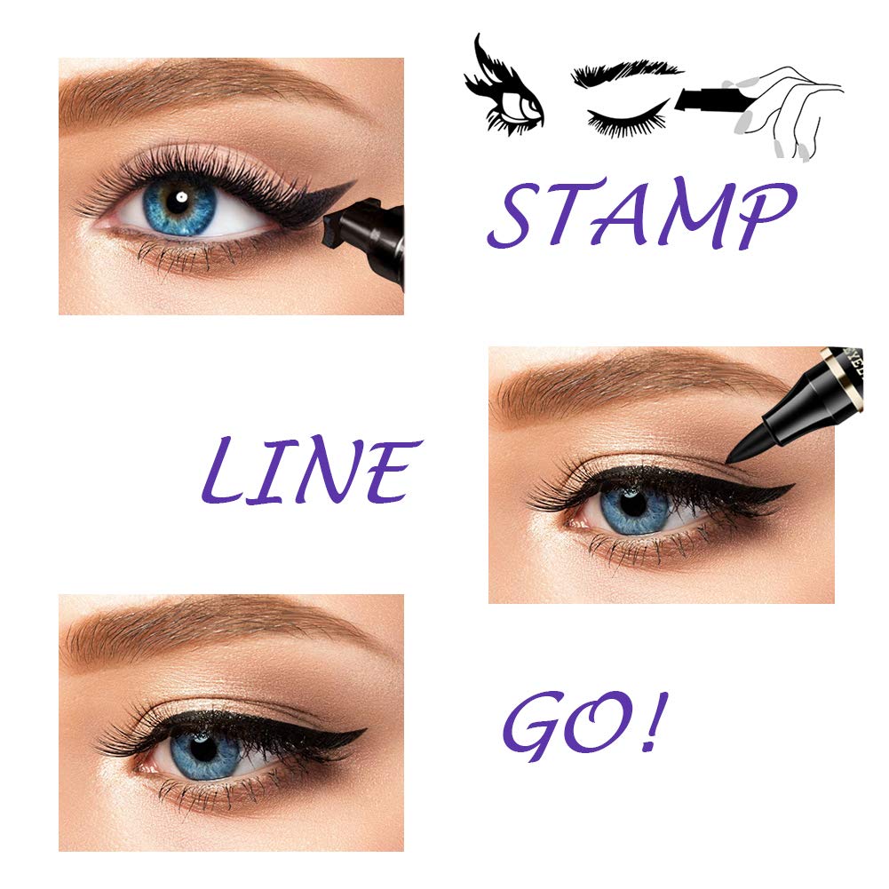 Imethod Eyeliner Stamp 2 Pens Winged Eyeliner Stamp, Perfect Wing Cat Eye Stamp, Long Lasting Liquid Eye Liner, Waterproof & Smudgeproof Makeup