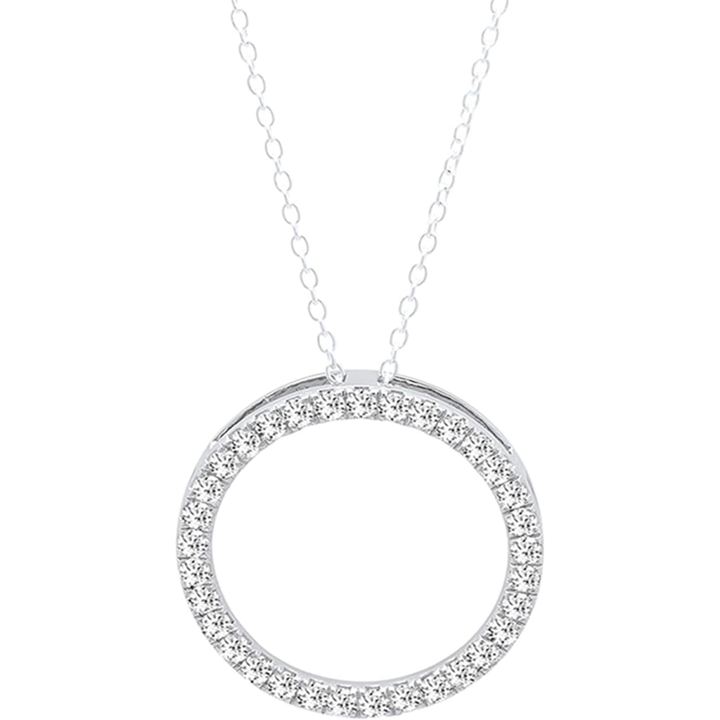 Dazzlingrock Collection Round White Natural Diamond Women Circle Pendant With Gold Chain, 10K Real Solid Gold