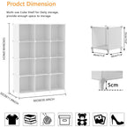 Awtatos Cube Storage Organizer Storage 12 Cube Bookshelf Diy Plastic Closet Clothes Storage Shelves With Wooden Mallet, Stackable Storage Solution For Home, Bedroom, White