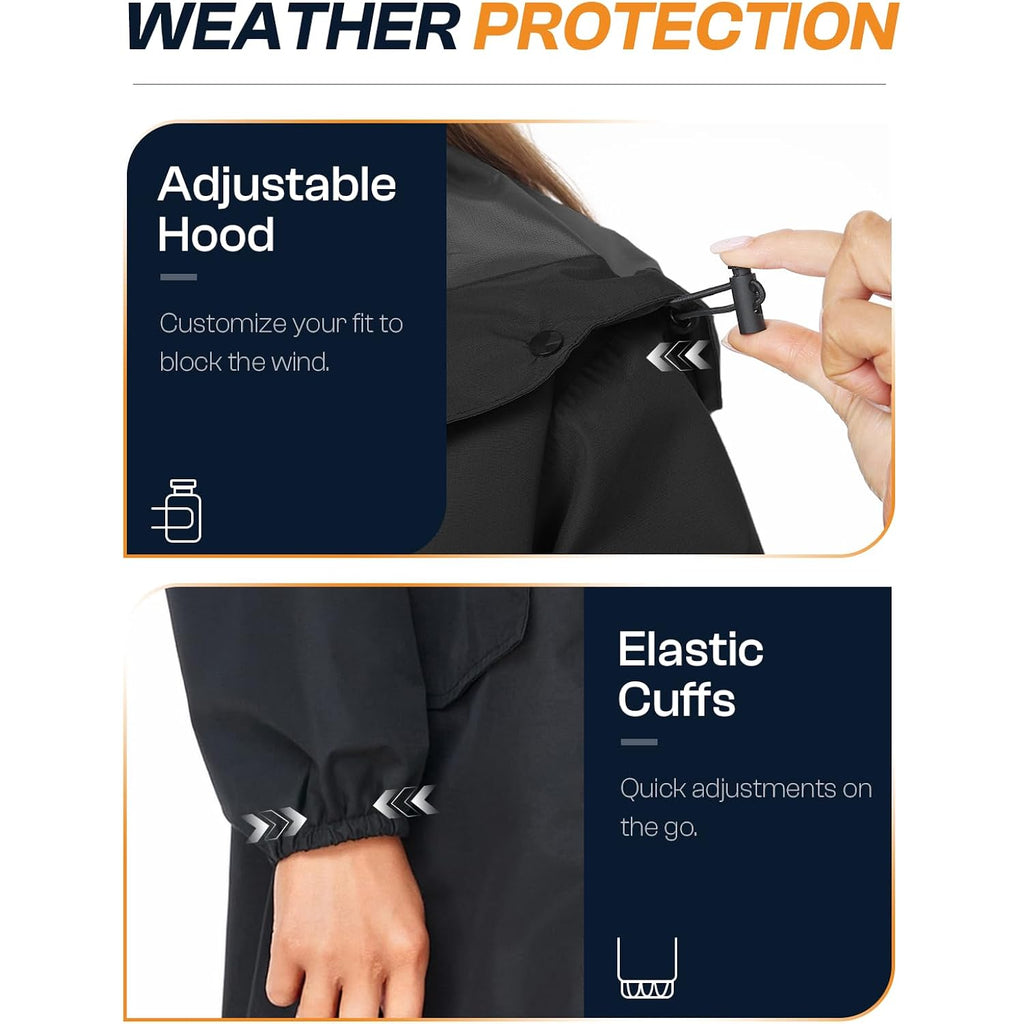 Saphirose Women'S Lightweight Packable Waterproof Long Rain Jacket | Raincoat, Rain Coat, Windbreaker, With Hood, Knee-Length, Pack In Bag, Mesh Lining, Outdoor, Camping, Travel, Walking Dog