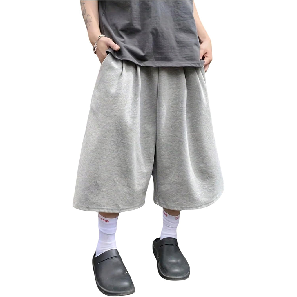 Verdusa Men'S Wide Leg Baggy Athletic Sweat Shorts Workout Basketball Bermuda Shorts With Pockets