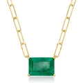 Ross-Simons 7.75 Carat Emerald Paper Clip Link Necklace in 18kt Gold Over Sterling. 18 inches