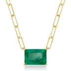 Ross-Simons 7.75 Carat Emerald Paper Clip Link Necklace in 18kt Gold Over Sterling. 18 inches