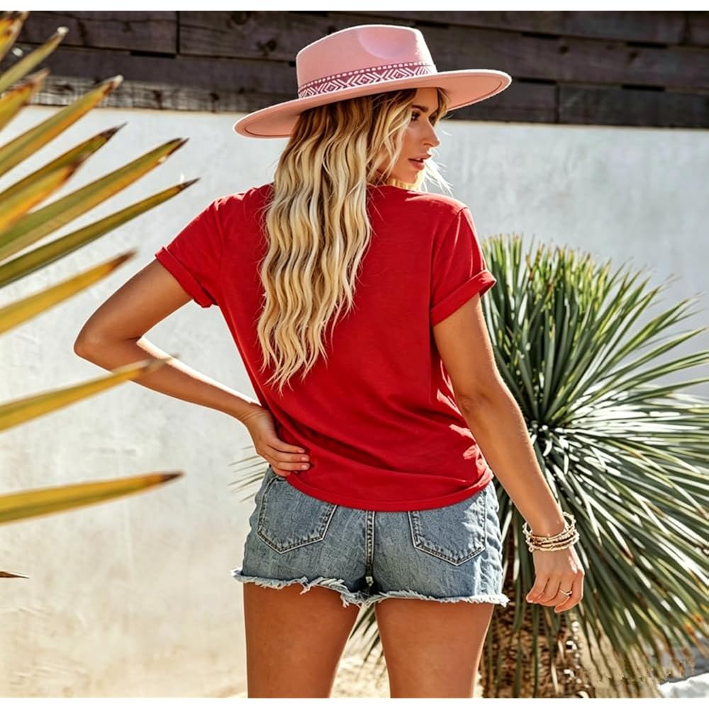 4th of July Shirts Women American Flag Patriotic T-Shirts USA Star Stripes Graphic Tee Tops