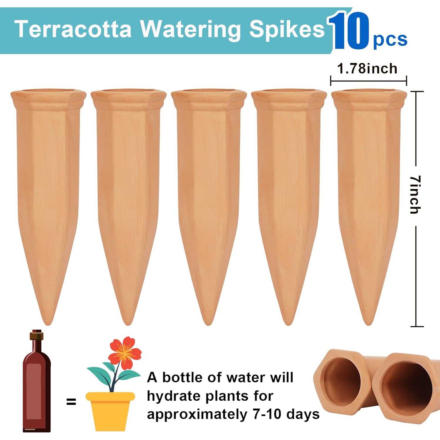 10 Pieces Of Plant Watering Piles, Plant Watering Devices,Plant Water Seepage Devices, Clay Self Watering Nails, Used For Automatic Watering Systems For Indoor And Outdoor Plants In Vacation Homes