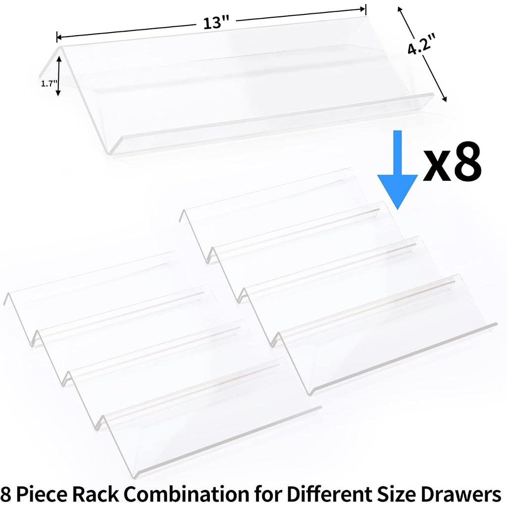 Miukaa Clear Acrylic Spice Drawer Organizer, 4 Tier- 2 Set Expandable From 13" To 26" Drawer Seasoning Organizer, Kitchen Spice Rack Tray For Drawer/Countertop (Jars Not Included)