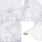 Women's Lace Small Flower Baseball Caps Adjustable Hollow Lace Hat Summer Cap Visor Cap White