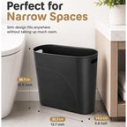 Royfacc Small Trash Can Plastic Bathroom Wastebasket 3.2 Gallon Slim Garbage Container Bin With Handle For Home Kitchen Bathroom Bedroom Office, 2 Pack (Black)