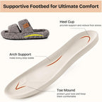 Everfoams Womens Fuzzy Open-Toe Slippers Soft Comfy Memory Foam Indoor House Shoes