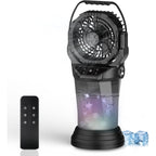 Ghora 2026 New Portable Misting Fan,25000Mah Rechargeable Battery Operated Fan For Outside Patios, 60H Runtime Oscillating Mist Fan With Remote, 2L Water Tank & Rgb For Camping, Beach