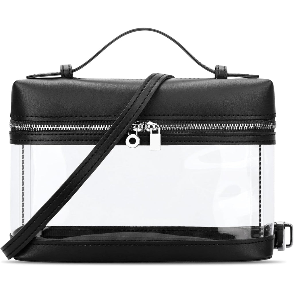 Kkxiu Clear Crossbody Bags For Women Stadium Approved Vegan Leather Transparent Purses For Concerts Sports