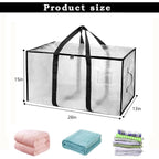 8 Pack-Extra Large Heavy Duty Moving Bags - Waterproof Storage Totes With Handles & Zippers, Foldable For College Dorm, Storage (Clear)