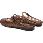 Clear Jelly Slide Sandals For Women Slip On Closed Round Toe Mesh Hollow Flat Mary Jane Mules Beach Jellies Comfortable Buckle Strap Slippers Shoes