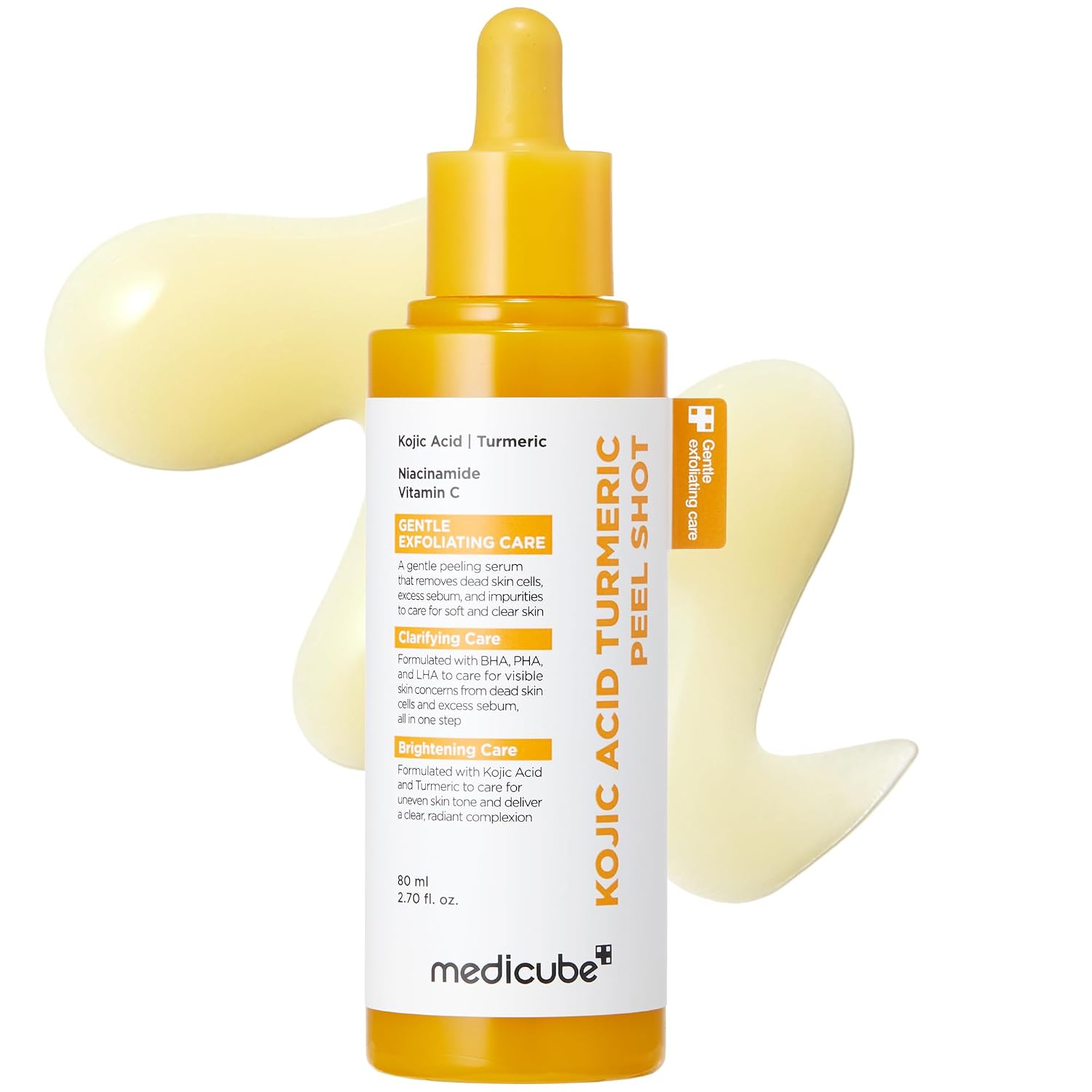 Medicube Peel Shot With Kojic Acid Turmeric | Reset In One Step | Gentle Exfoliating Serum With Bha, Lha, Pha For Dead Skin Cells, Blackheads, Excess Sebum | For Dull, Rough, Troubled Skin | 2.7 Fl.Oz