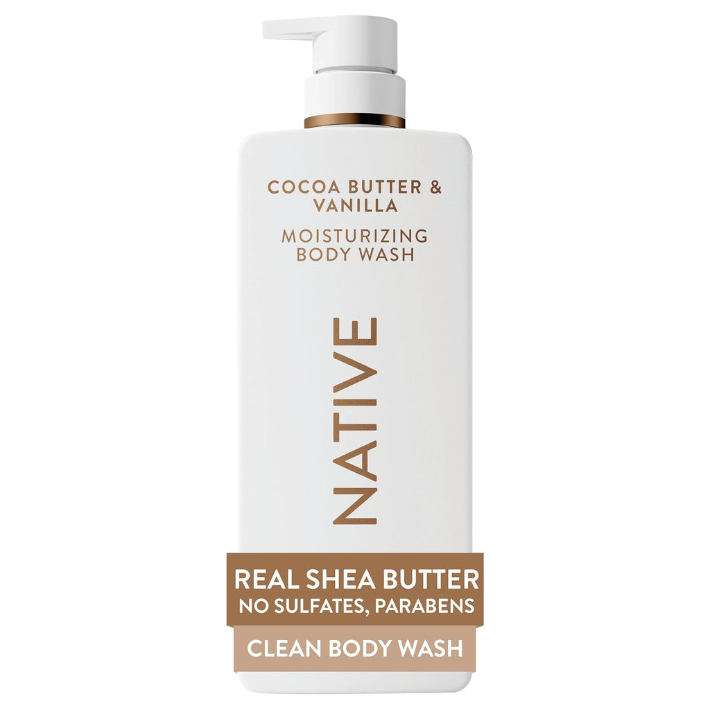 Native Cocoa Butter & Vanilla Scent 24-Hour Moisturizing Bodywash For Women & Men, Clean & Gentle, For Dry Or Sensitive Skin, Keeps Skin Healthy & Smooth, Free Of Sulfates, Cruelty-Free, 22 Oz